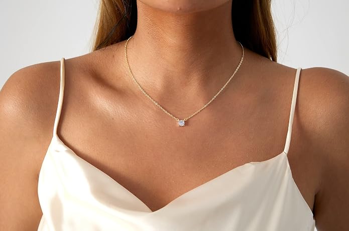 Kyerlyn Cubic Zirconia Choker Heart Shaped Diamond Choker Solitaire Necklace for Women Dainty Gold Filled Tiny CZ Diamond Choker Necklace…