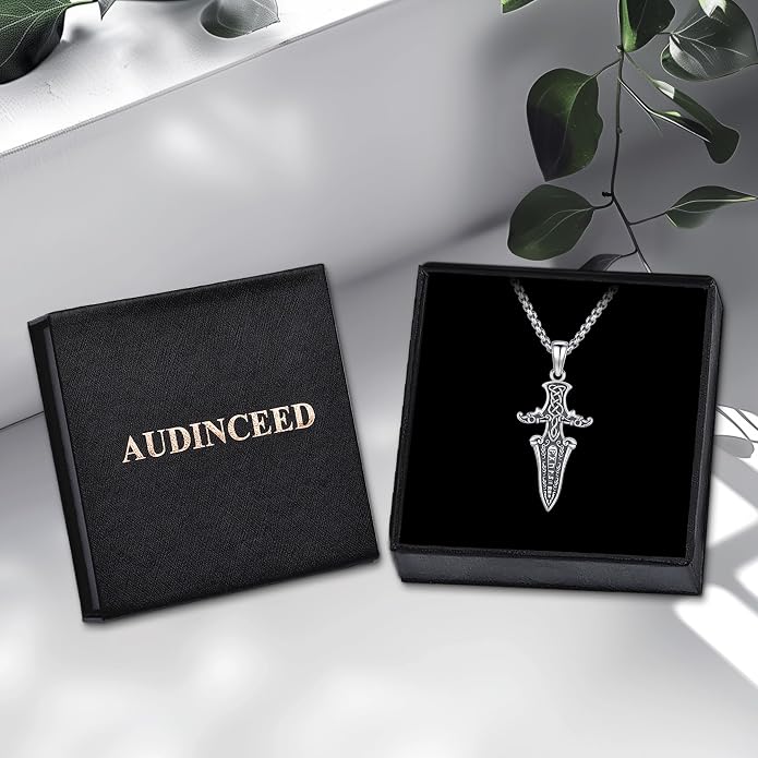 Thors Hammer Necklace/Viking Tree of Life/Valknut/Vegvisir/Triskelion/Sword/Spear Point Arrowhead/Urn Necklace for Ashes/Compass Necklace 925 Sterling Silver Amulet Jewelry for Men Women