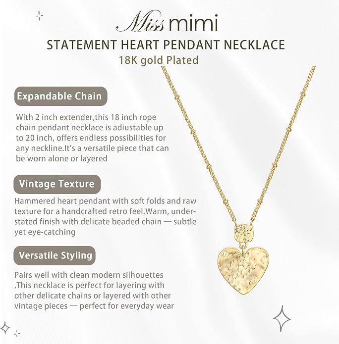 Miss mimi CZ Pendant Necklace, Golden Yellow Princess Cut or Crescent Moon, 18K Gold Plated, Adjustable 16” or 18 + 2”in Chain, Celestial & November Birthstone Citrine Style