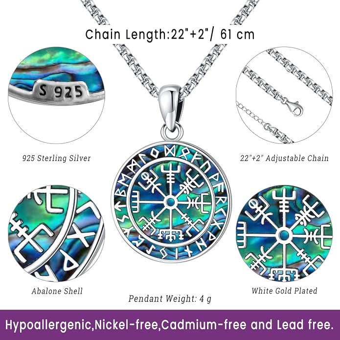 Eusense Viking Jewelry for Men Women Sterling Silver 925 Mjolnir Thors Hammer Pendant Celtic Cross Necklace Wolf Odin Raven Freya Goddess Norse Pagan Compass Vegvisir Yggdrasil Nordic Viking Necklaces Gifts