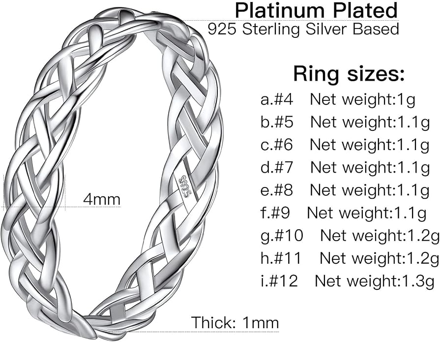 Suplight S925 Sterling Silver Celtic Knot/Evil Eye/Infinity Symbol Band Ring, 2/3/5/8mm Vintage Finger Thumb Ring for Women Size 4-13 (with Gift Box)