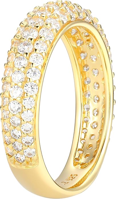 Amazon Essentials Cubic Zirconia Classic Pave Eternity Ring in Sterling Silver