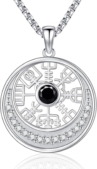 Eusense Viking Necklace for Men Women 925 Sterling Silver Pendant Thors Hammer/Norse Runes/Odin's Ravens/Wolf/Dragon/Snake/Yggdrasil/Freya/Helm of Awe/Valknut/Triskelion/Axe/Shield Viking Jewelry