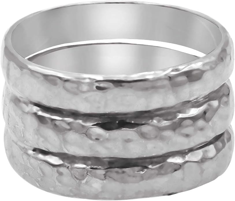 DEVATA Gold or Rhodium Plated Sterling Silver 925 – Eternity, Band Ring for Women – Heart, Knot, Clover, Infinity, Mariner, Cable, Curb, Cuban, Figaro, Daisy, Rope, Ribbed, Dome