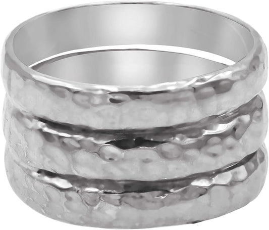DEVATA Gold or Rhodium Plated Sterling Silver 925 – Eternity, Band Ring for Women – Heart, Knot, Clover, Infinity, Mariner, Cable, Curb, Cuban, Figaro, Daisy, Rope, Ribbed, Dome