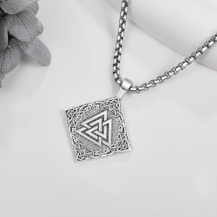 URONE Men Viking Pendant Necklace Sterling Silver Norse Viking Jewelry