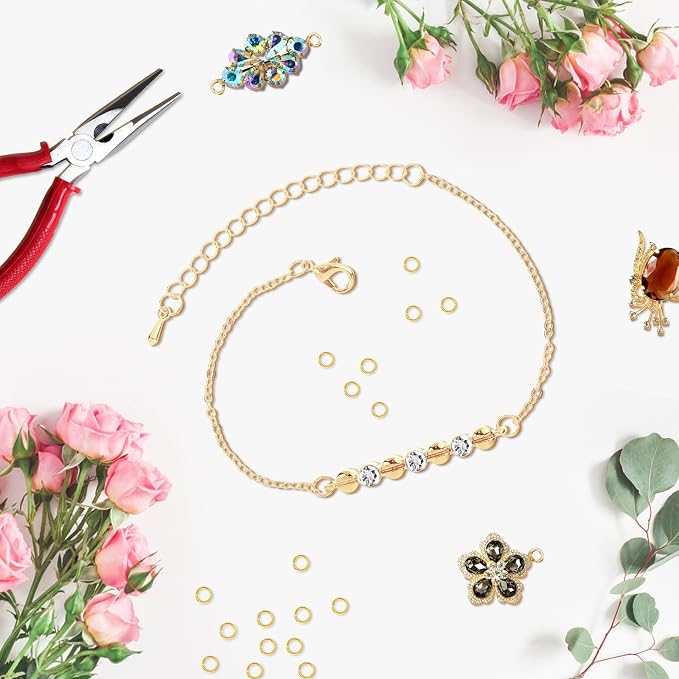 14K Gold Filled Jump Rings Open Jump Rings for Necklace Bracelet Earrings DIY Jewelry Making Supplies (3mm-1200 pcs)
