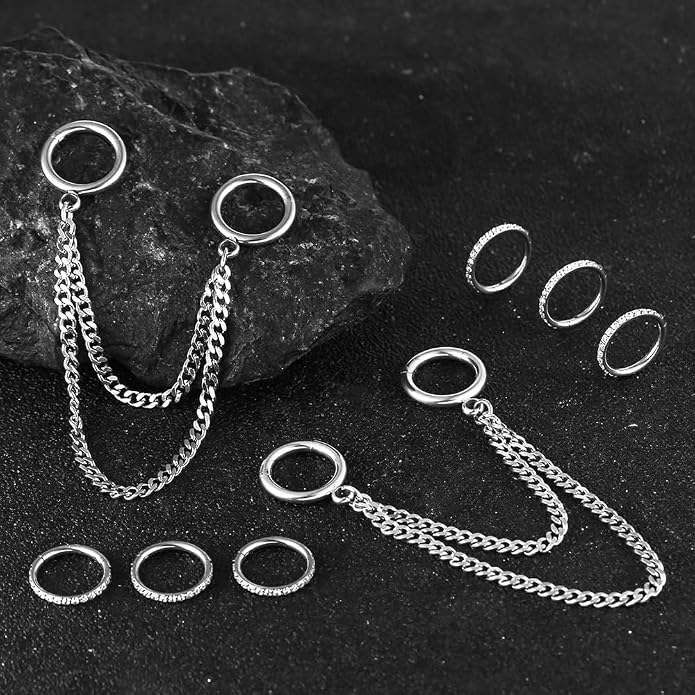Casvort 14G Seamless Septum Piercing Rings Segment Tragus Hoop Rings 316 Surgical Stainless Steel Helix Ring Stacks for Stretched Ear Lobe Clickers Ear Hangers Body Jewelry
