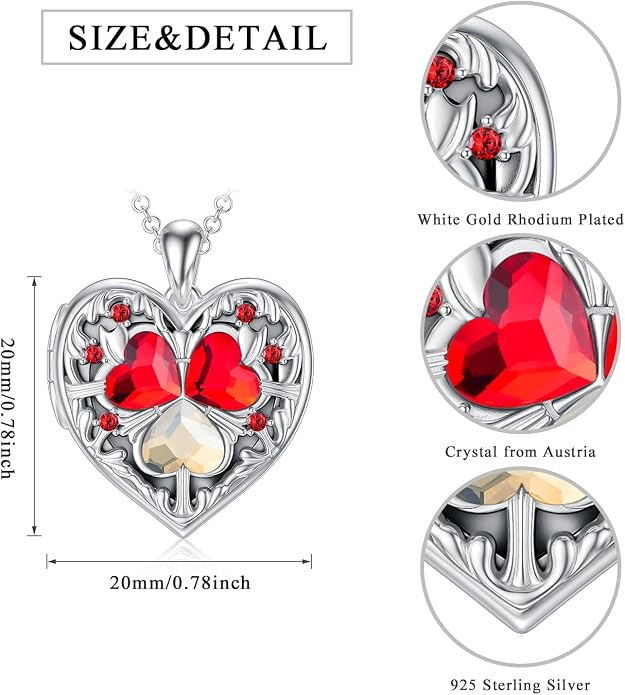 Dorunmo Personalized Locket Necklace 925 Sterling Silver that Holds Pictures Butterfly Birthstone Photo Heart Locket Custom Jewelry Congratulations New Beginnings New Job Gifts for Women