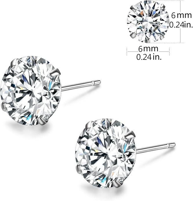 SBLING Platinum Plated Sterling Silver Stud Earrings Made with Austrian Crystals
