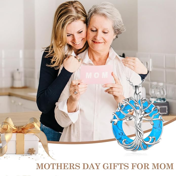 TOUPOP Tree of Life Necklace Gifts for Women 925 Sterling Silver Family Tree Pendant with Crystal Birthday Irish Jewelry Gifts for Women Her Wife Mom