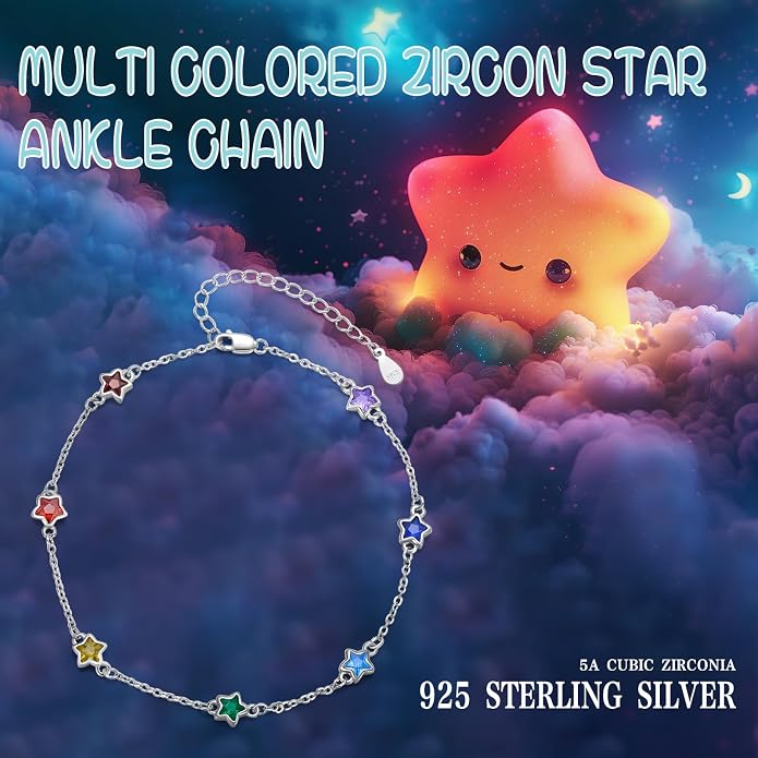 MEDWISE Sterling Silver Chakra Anklet 7 Chakra Beach Anklet Bracelet Link Chain Ankle Bracelet Gift for Women
