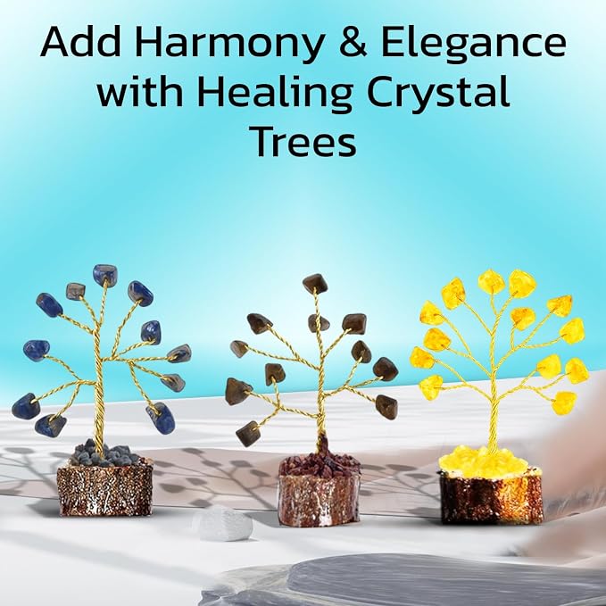 Crystal Tree Set of 12 Unique Birthday Gifts for Women, Sister, Mom, Home Office Decor, Shelf Desk Decoration for Positive Energy, Bring Good Luck, Money, Reiki Healing, Chakra Tree of Life Gift Sets