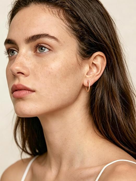 Silvora 14K Gold Plated Huggie Hoop Earrings for Women, Small Sterling Silver Hoops, Hypoallergenic Cartilage Earrings for Sensitive Ears 8/10/12/14/16/18/20MM