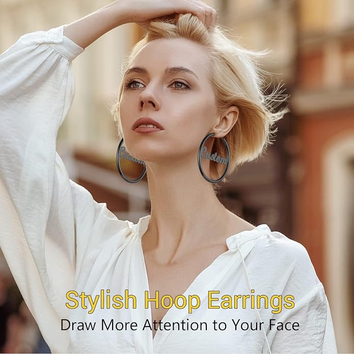 Stainless Steel Chunky Hoop Earrings For Women, Minimalist and Chic, Black/Gold Plated, Round Hoops Earrings Hypoallergenic, Size: 30mm/40mm/60mm/80mm, Come with Box