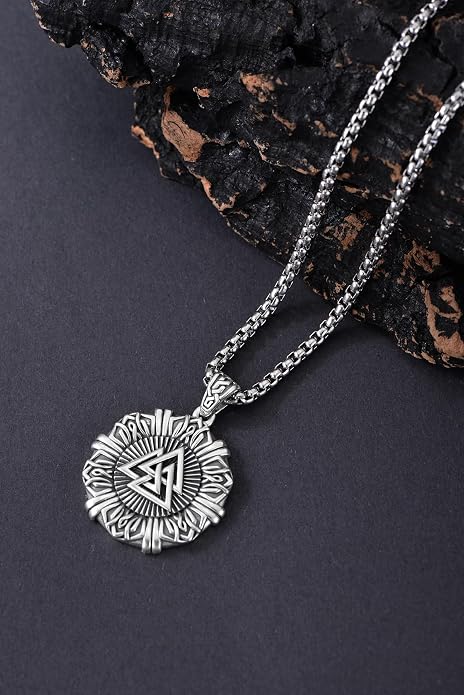 Viking Necklace for Men Women 925 Sterling Silver Norse Jewelry Fathers Mothers Day Anniversary Birthday Gifts for Mom Dad Husband Brother (with Gift Box)