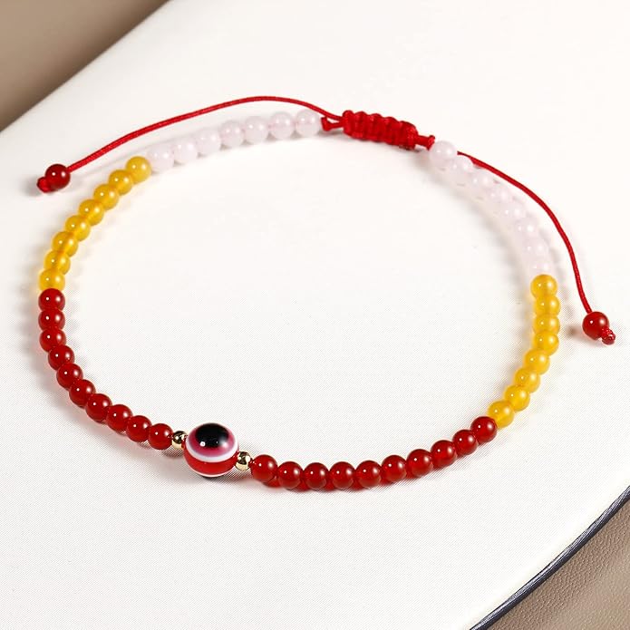 Evil Eye Anklet Bracelets for Women Energy Healing Crystals and Gemstones Worry Stone Beach Foot Meditation Yoga Jewelry