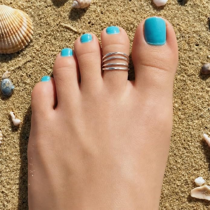 Sterling Silver Toe Ring, Handmade Adjustable Open Band, Minimalist Dainty Summer Beach Foot Jewelry for Women, Can Be Worn as Knuckle or Pinky Ring