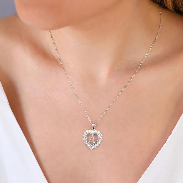 Infinity Heart Necklaces for Women, S925 Sterling Silver Initial Necklace Womens Jewelry Mothers Day Gifts Girls Valentines Gifts for Her Christmas Birthday Gifts for Women Mom Wife Girlfriend