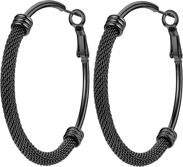 PROSTEEL 30/40/60/80/100mm Chunky Hoop Earrings For Women Gold Plated/Black Stainless Steel Hoops Earrings Statement Jewelry