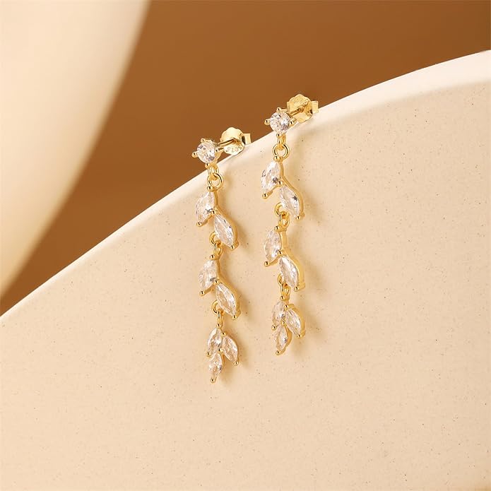 925 Sterling Silver Dainty Hard Wire Threader Dangle Earrings for Women 14k Gold Plated Tassel Threader Pull Through Long Half Hoop Earring Wedding Bridal Birthday Jewelry Gifts