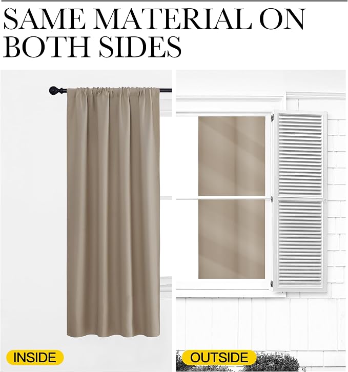 NICETOWN Blackout Curtains for Living Curtains, Taupe, 2 Panels, 42 by 84, Room Darkening Window Curtain Panels, Easy-Care Solid Thermal Insulated Draperies/Drapes for Daughter Room