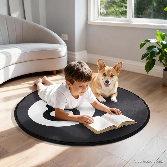 Ophanie 8 Ball Rug-24 Inch White & Black Round Circle Area Rugs, Room Decor for Men, Fluffy Fuzzy Bedroom Eight Carpet, Soft Shaggy Living Room Rugs for Kids Boys Teen Home Y2K Cool Decor Aesthetic