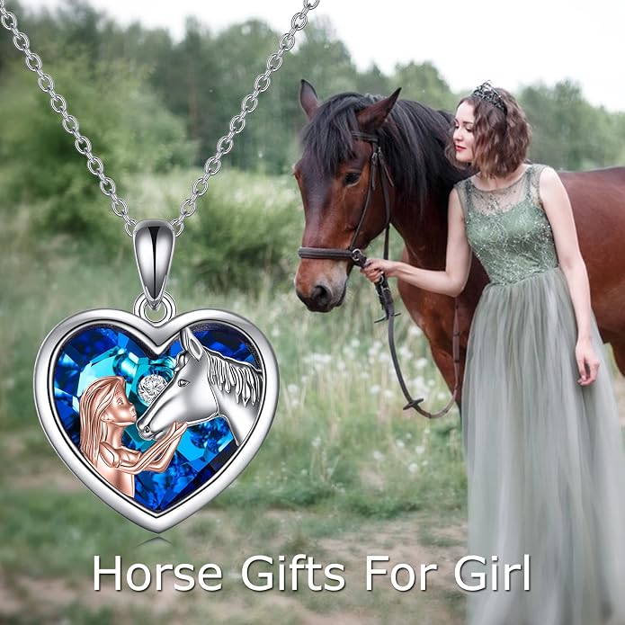 YFN Horse Pendant Necklace Sterling Silver Women with Horse Gift for Women