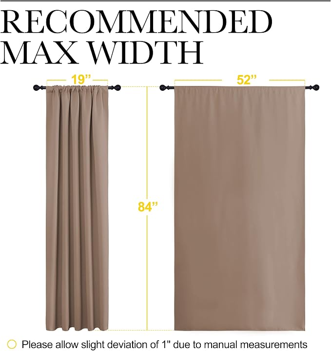 NICETOWN Room Darkening Curtains for Bedroom - Home Decoration Privacy Protection Thermal Insulated Solid Drapes/Draperies for Sliding Glass Door (Cappuccino, Set of 2, 52 x 84 inches)