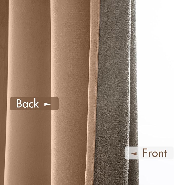 MIULEE Blush Beige Blackout Velvet Curtains Drapes 96 Inch Long 52"x96" | Luxurious Bedroom Living Room Decor, Room Darkening, Thermal Insulated, Rod Pocket Design, Super Soft Fabric