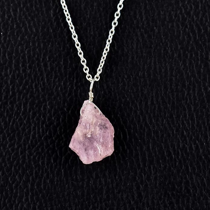 Raw Gemstone Dainty Pendant Necklace for Women, Natural Birthstone Handmade Jewelry, Healing Chakra Crystal, Silver Plated Chain 18" Birthday Gift for Her