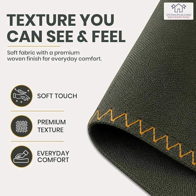 LFH Home Military Green Cotton Rich Throw Pillow Covers 18x18 Set of 2, Decorative Cushion Covers with Blanket Stitch Edge, Farmhouse Accent Pillow Cases for Sofa Couch Bed Living Room, 18 x 18 Inch