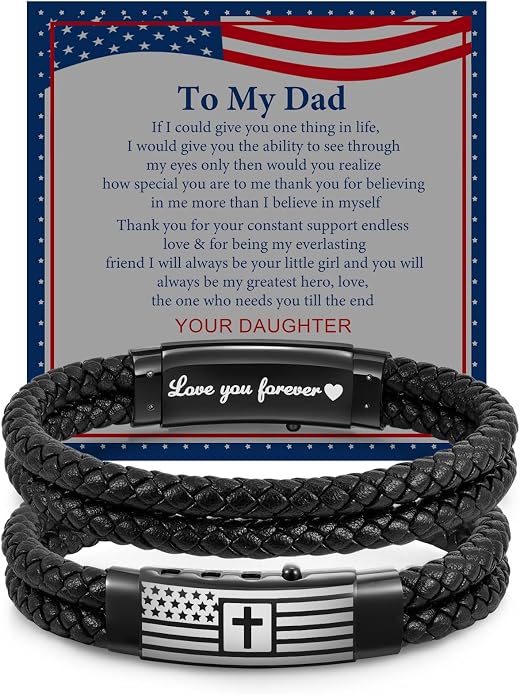 VNOX Men's Inspirational Mantra Engarved Handmade Braided Leather Adjustable Cuff Bangle Bracelet Encouragement Motivational Gift for Men