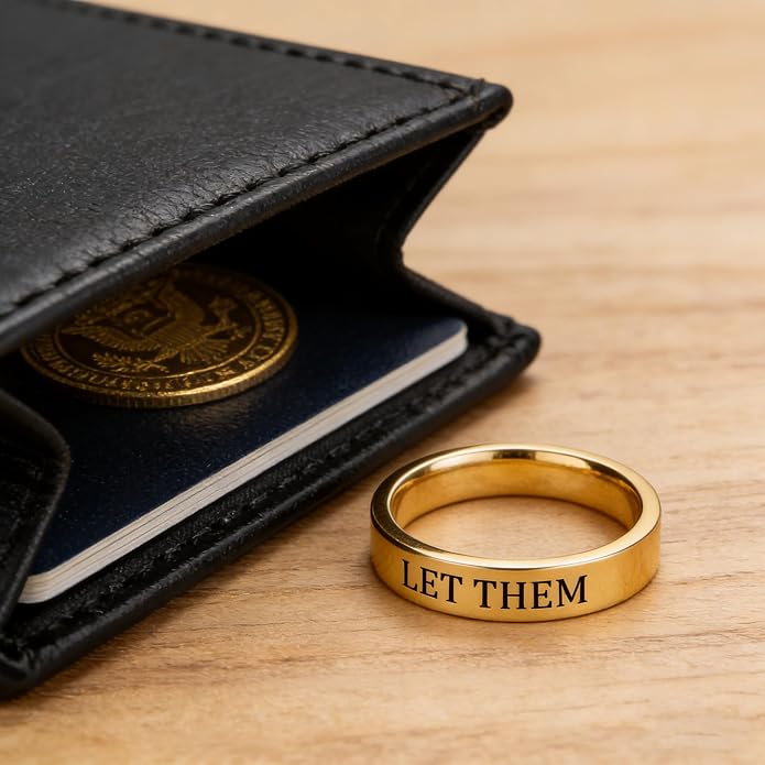 Let Them Band Ring for Women Men, Self Worth Motivation Ring Stainless Steel Engraving Stackable Rings Inspirational Friendship Gift Jewelry for Sorority Sisters Best Friends
