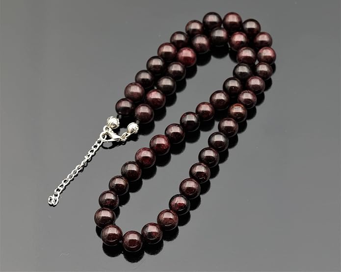 Natural Gemstone Beaded Choker Necklace | 8mm Handmade Adjustable Jewelry for Men & Women | Chakra Balancing Crystal Necklace | Spiritual Gift | Macrame Cord with Extender