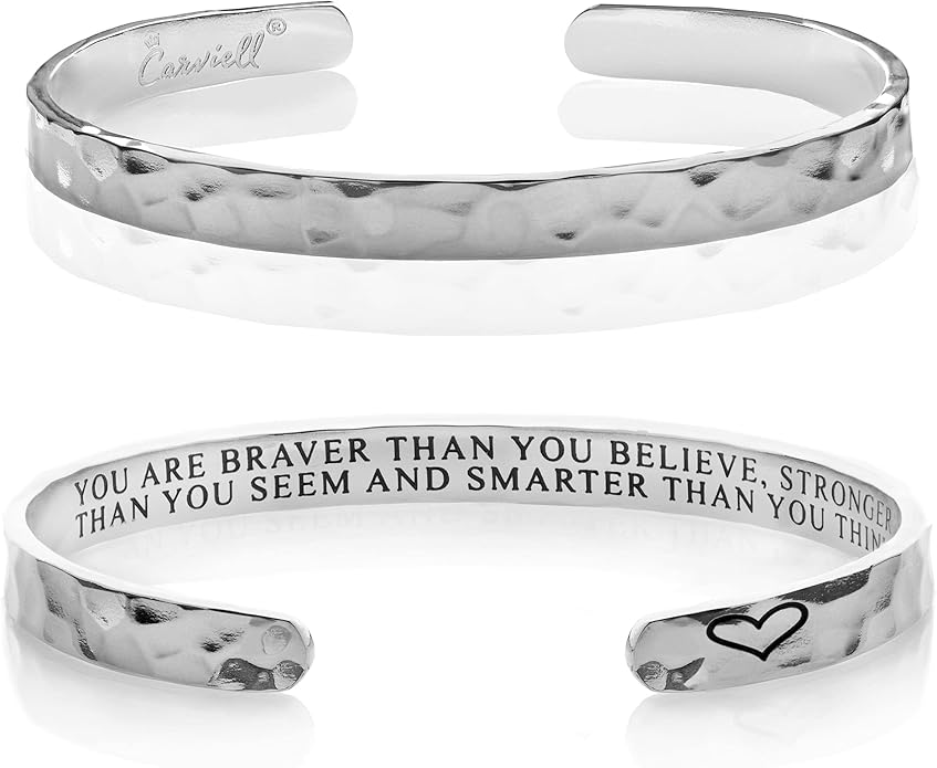 Carviell Bracelet - Gifts for Women – Inspirational, Friendship, Love, Mom, Daughter, Sister, Christian, Graduation, Memorial & Wedding Gifts – 100+ Phrases – Stainless Steel, Gift-Ready