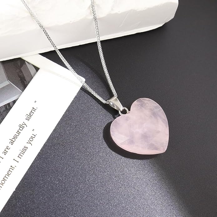 iSTONE 925 Sterling Silver Natural Crytral for Womens Pendant Necklace, Gemstone Birthstone with 17.8" Silver Chain Ladies