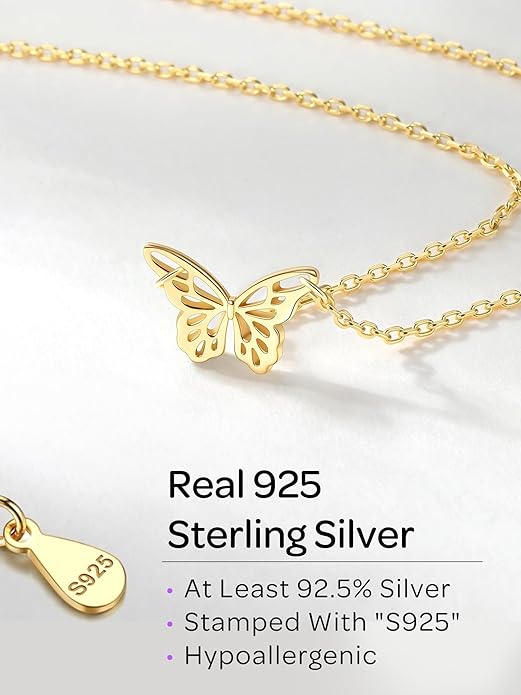 ChicSilver 925 Sterling Silver Cross/Heart/Butterfly/Star/Moon Necklace for Women, Hypoallergenic Dainty Small Silver Pendant Necklaces (with Gift Box)
