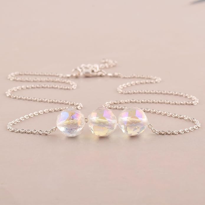 Dainty Angel Aura Quartz Crystals Pendant Necklace, Protection Gemstone Necklace, Energy Healing Spiritual Crystals, Birthday, Gift for Women, Gemstone Jewelry 18 inch AAA+ Quality (angel aura C)