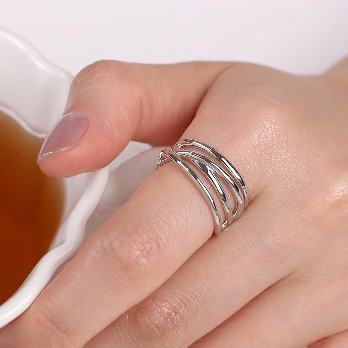 Meissa Gold Thumb Rings for Women Girls Statement Ring Hammered Chunky Band Rings Fashion Wide Band Stackable Index Finger Ring Size Adjustable