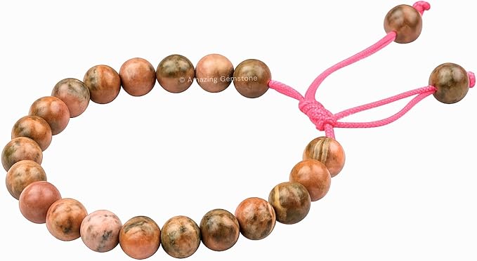 Amazing Gemstone Rhodochrosite Bracelet, Gifts for Men & Women - Protection Healing Crystal Bracelet - 8mm Gemstone Beaded Adjustable Bracelet, Pulseras para Hombres Mujer Stocking Stuffers