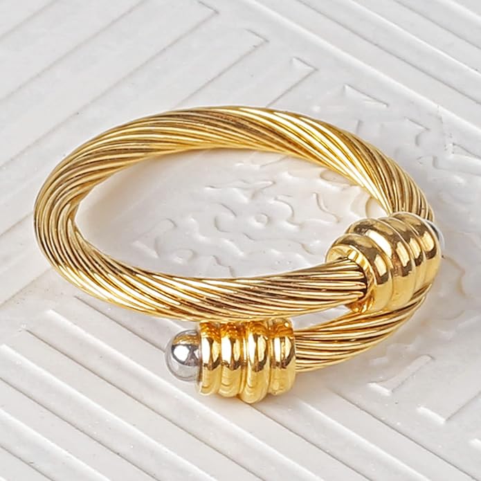 Dorriss Cable Rings Vintage Twisted Open Ring for Women Adjustable Designer Fashion Brand Stainless Steel Jewelry with Gift Box
