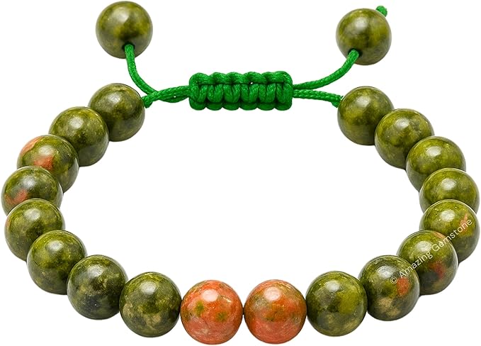 Amazing Gemstone Unakite Bracelet for Women Men's Gifts - Protection Healing Crystal Bracelet - 8mm Gemstone Beaded Adjustable Bracelet