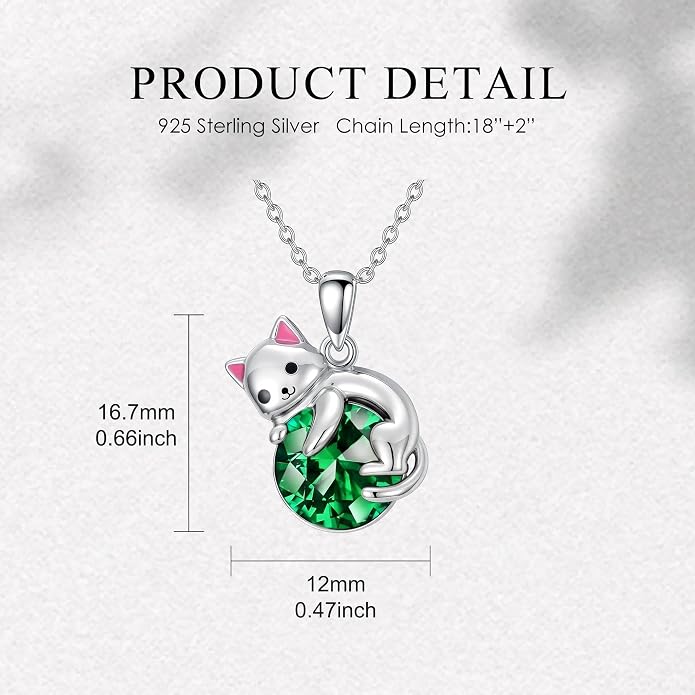 PELOVNY Teddy Bear Necklace for Women 925 Sterling Silver Bear/Highland Cow/Fox/Cat/Axolotl Birthstone Necklace Christmas Birthday Jewelry Gifts for Mom Daughter Wife Sister