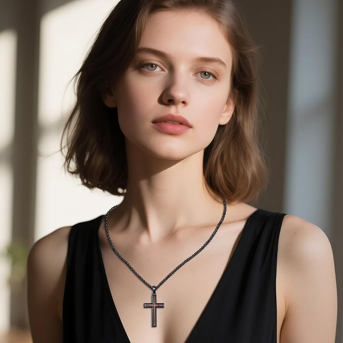 Cross Necklace 925 Sterling Silver Cross Faith Pendant Christian Jewelry Gifts for Women Men