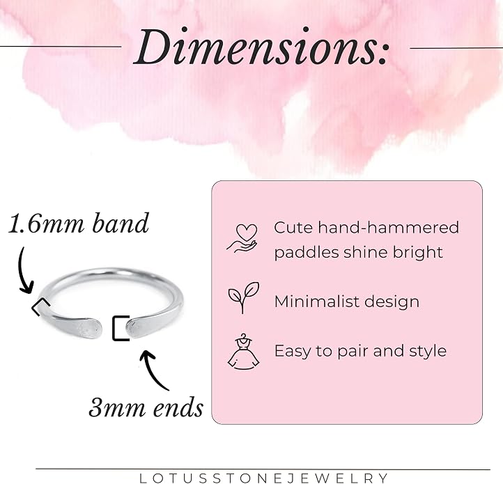 LOTUS STONE JEWELRY Smooth Hammered Gold Horseshoe Ring, Handmade Cuff Ring for Knuckle or Midi Wear
