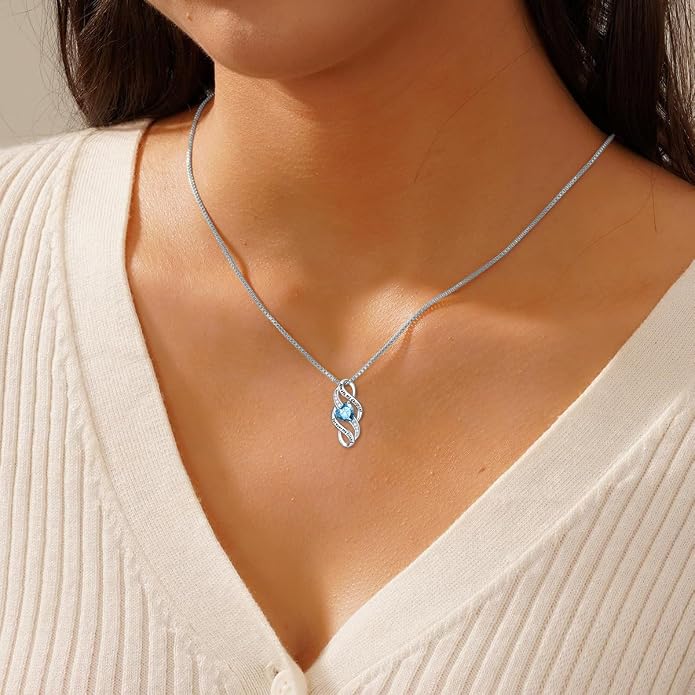 Daughter Necklace 925 Sterling Silver Always My Daughter Forever My Friend Infinity Necklace to Daughter Birthday Gift from Mom with 12 Birthstones