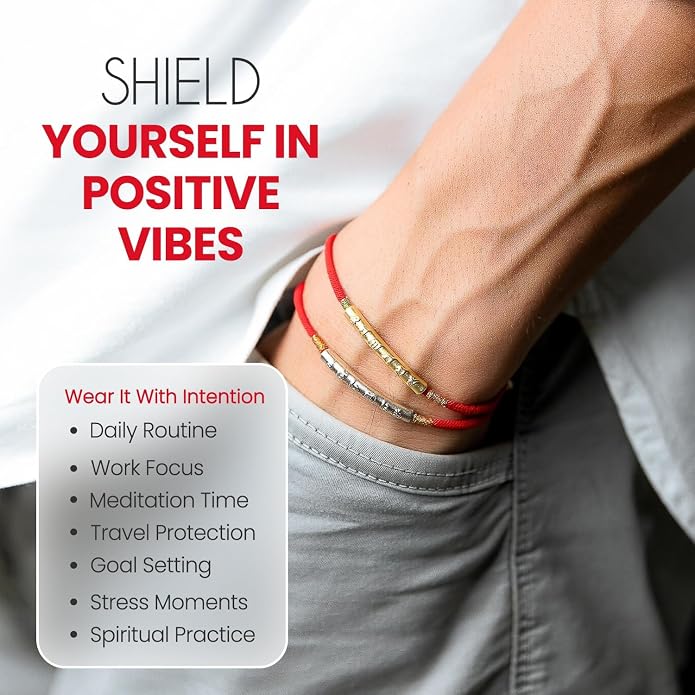 Buddha & Karma Tibetan Red String Bracelet - Handmade Buddhist Lucky Charm for Protection, Good Fortune & Positive Energy - Spiritual Bracelet for Men & Women - Adjustable Bracelets for Daily Wear