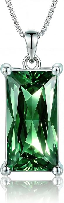 8mm x 16mm Square Birthstone Pendant Necklace – Fashion charming Sterling Silver Gift for women