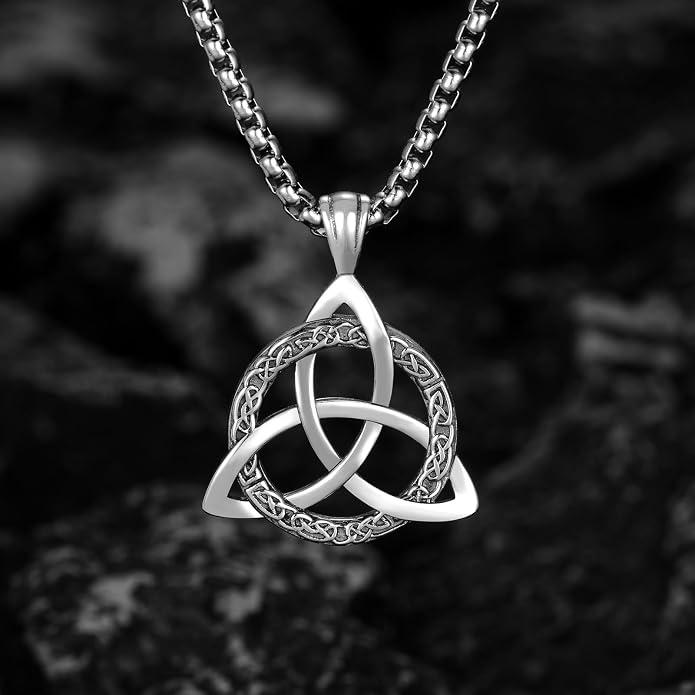 Celtic Necklace for men Sterling Silver Celtic Knot Triquetra Triangle Trinity Necklace Gift for Men